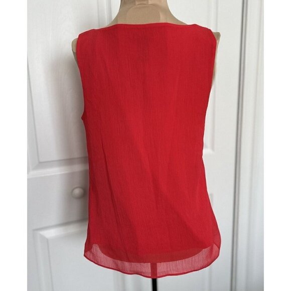 ANN TAYLOR Women Textured Polyester Sleeveless Blouse Cowl Neck Orange Sz XS - Picture 2 of 6